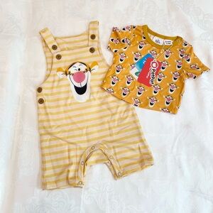 Disney Winnie The Pooh baby 2pcs Character All-over Print Tee With Overall Set